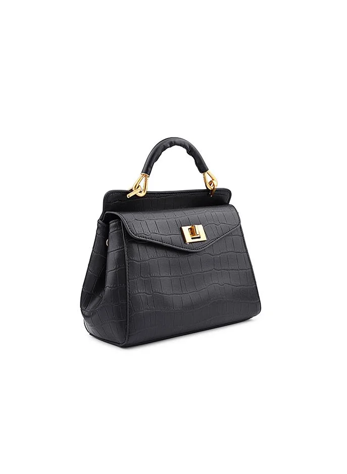 Cuple Women’s Structured Top Handle Bag with Croc-Embossed Texture